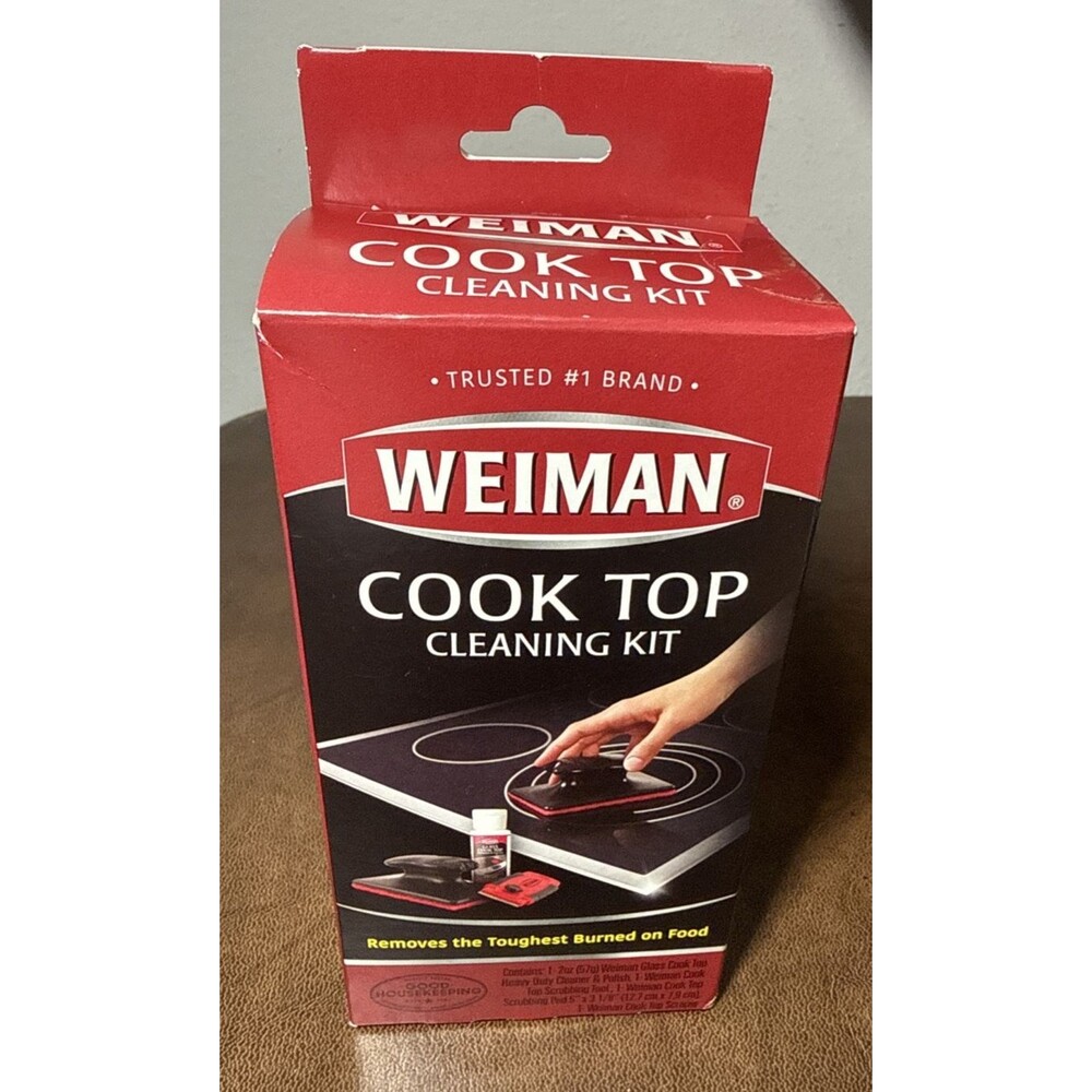 NEW WEIMAN Glass Cook Top CLEANING KIT - Cleaner / Polish, Scrubber & Scraper